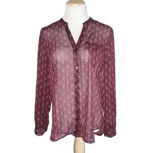 Kut from the Kloth Burgundy Patterned Blouse